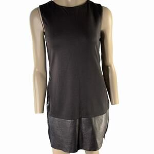 Ted Baker Women Sleeveless Leather Trim Shift Dress US Size 6 Ted Baker 2 Black